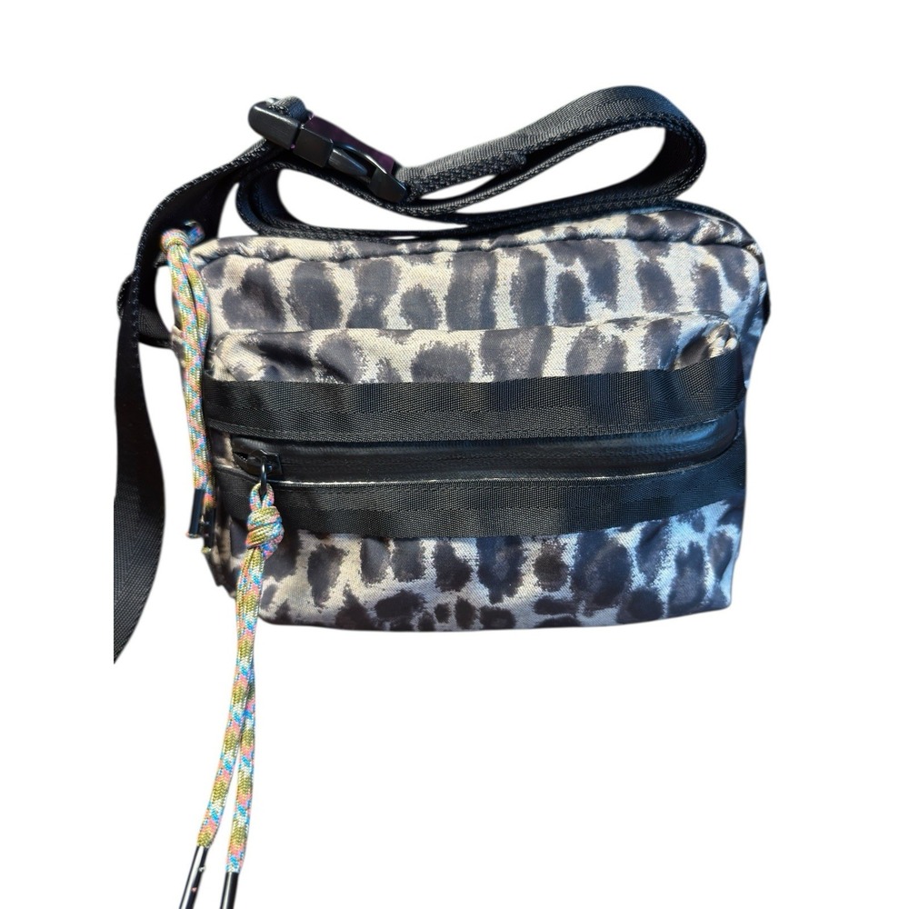 Rebecca Minkoff Downtown Camera Bag Leopard Nylon Crossbody Animal Print Gray